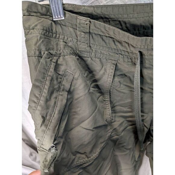 North Face Convertible Hiking Cargo Pant Capri Ripstop Khaki Green Womens 10 Med - Picture 5 of 11